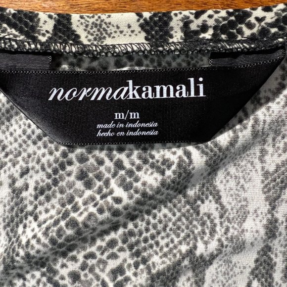Norma Kamali Top Medium Black White Python Snakeskin Print Long Sleeve Jersey - Picture 7 of 9